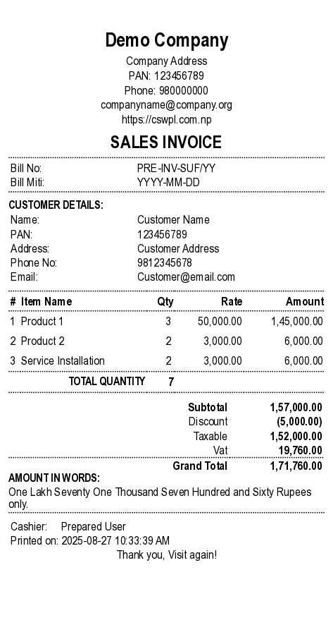 Sales Invoice POS